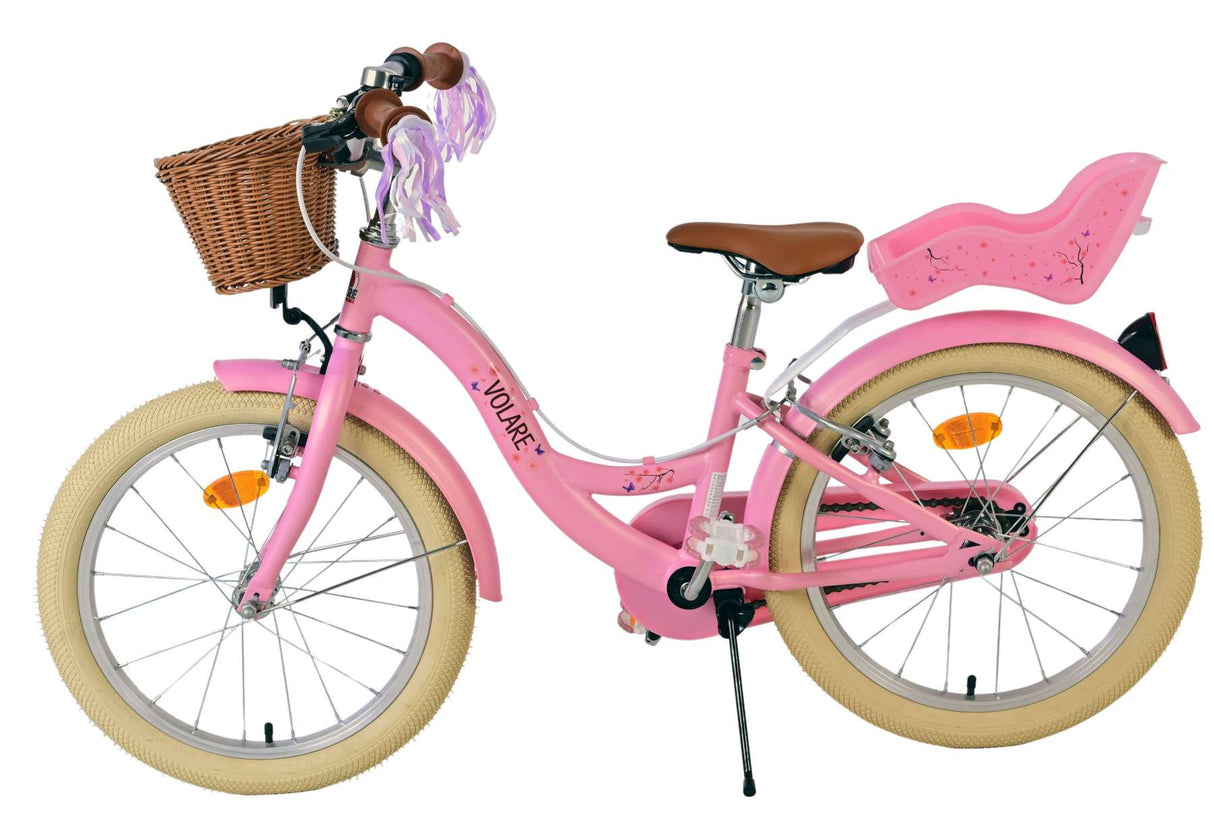Volare Blossom Kinderfahrrad – Mädchen – 18 Zoll – Pink – zwei Handbremsen