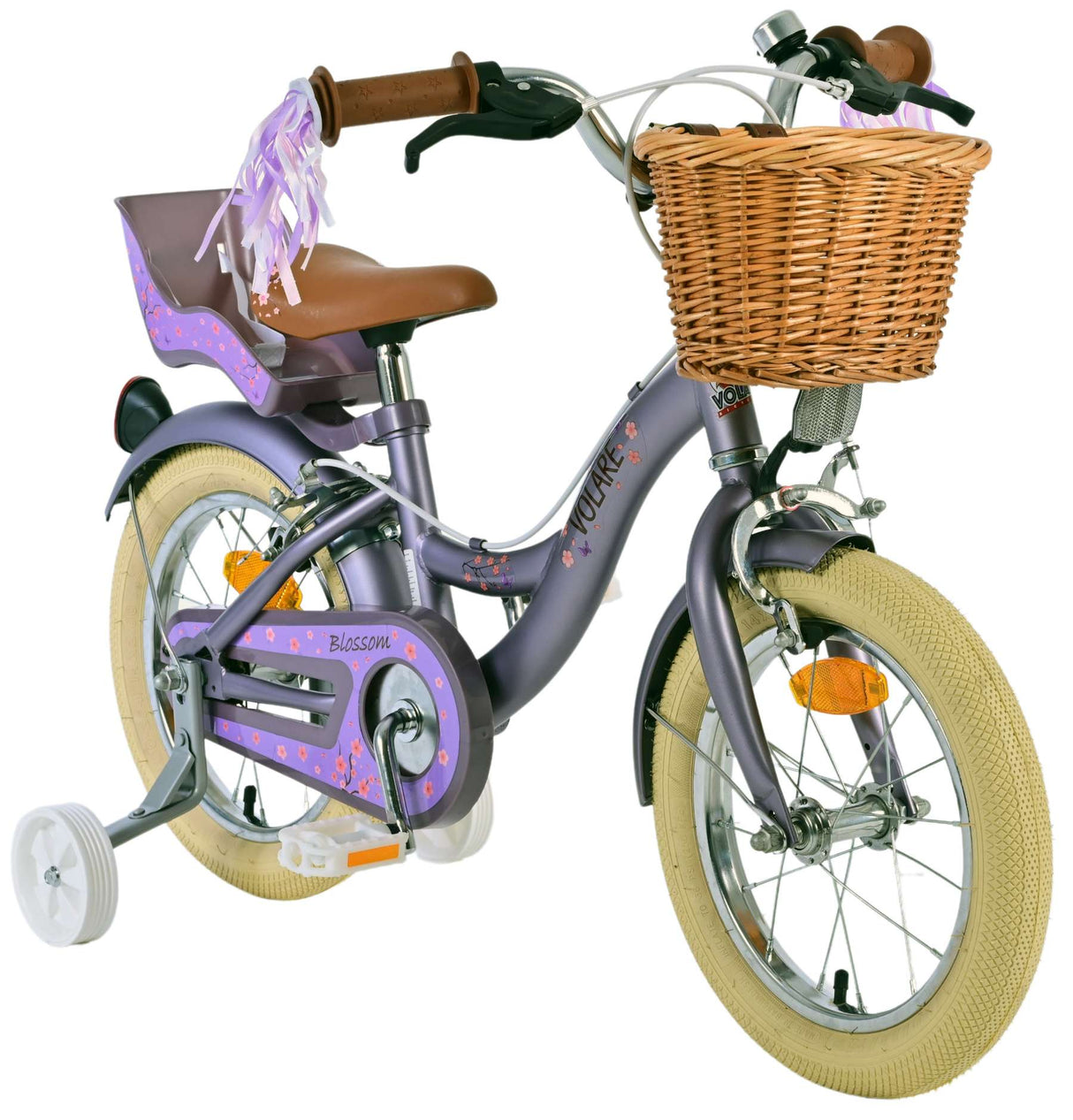 Volare Blossom Kinderfahrrad – Mädchen – 14 Zoll – Lila – zwei Handbremsen