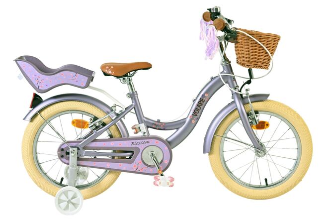 Volare Blossom Kinderfahrrad – Mädchen – 16 Zoll – Lila – zwei Handbremsen