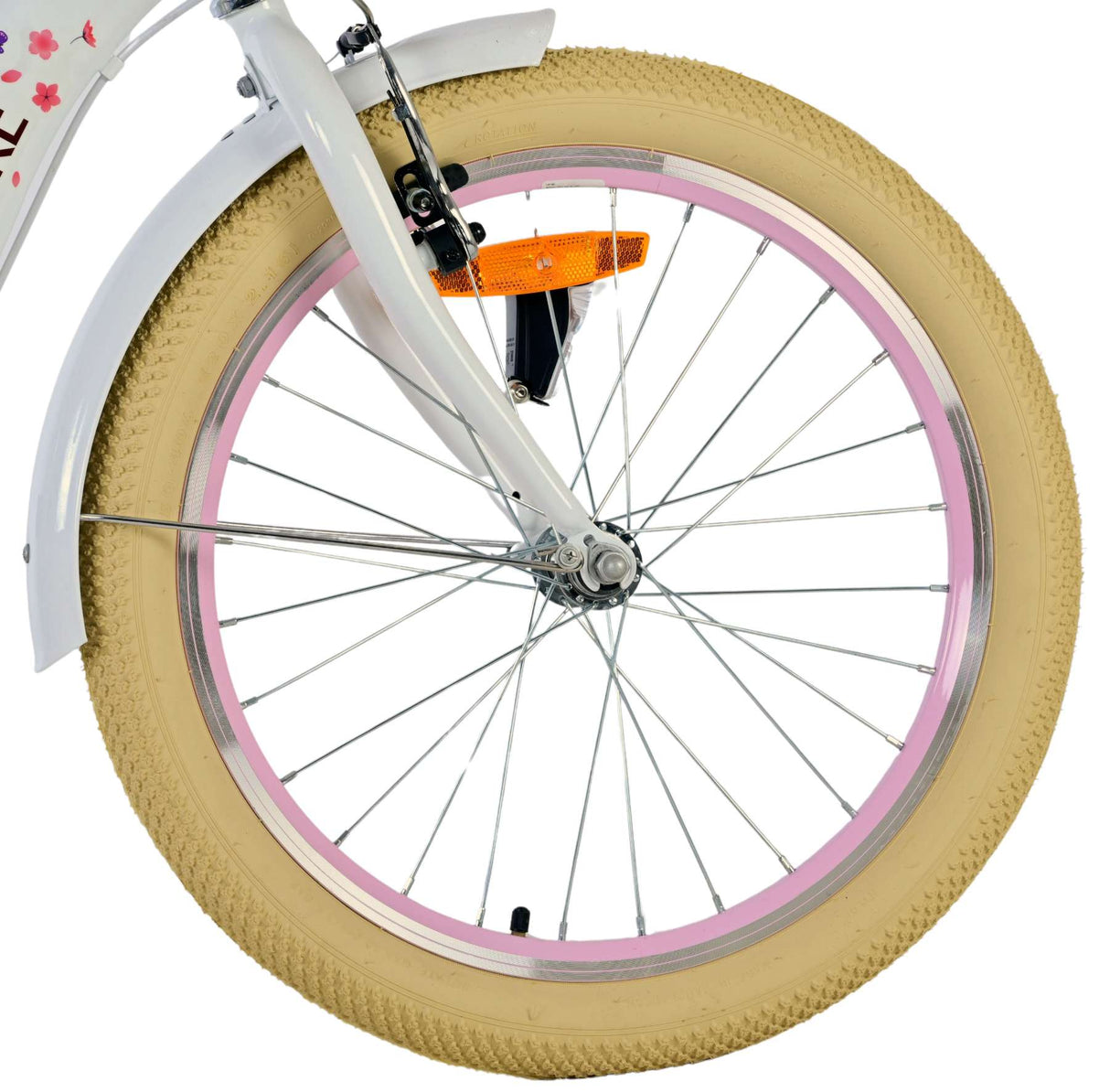 Volare Blossom Kinderfahrrad – Mädchen – 20 Zoll – weiß – zwei Handbremsen