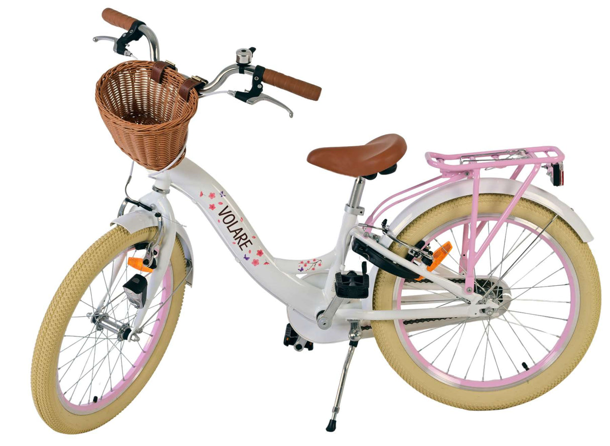 Volare Blossom Kinderfahrrad – Mädchen – 20 Zoll – weiß – zwei Handbremsen