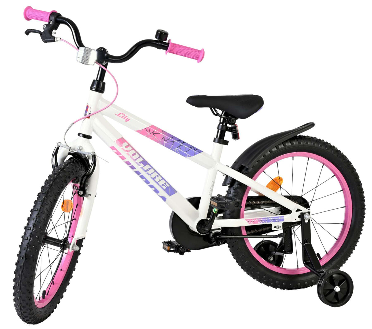 Volare Lily Kinderfahrrad – Mädchen – 18 Zoll – Weiß Rosa Lila