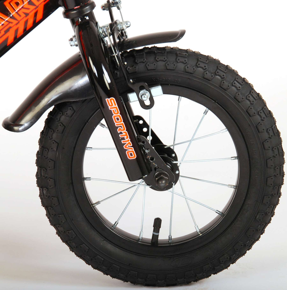 Volare Sportivo Kinderrad - Jungen - 12 Zoll - Neon Oranje Black - Zwei Handbremsen - 95% versammelte