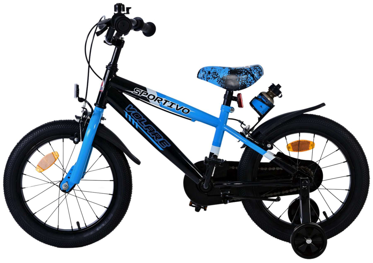 Volare Sportivo Kinderrad - Jungen - 16 Zoll - Blau Schwarz - Zwei Handbremsen