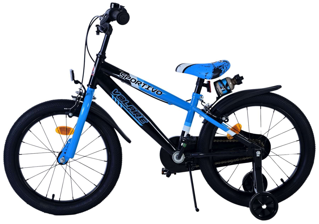 Volare Sportivo Kinderfahrrad - Jungen - 18 Zoll - Blau Schwarz - Zwei Handbremsen