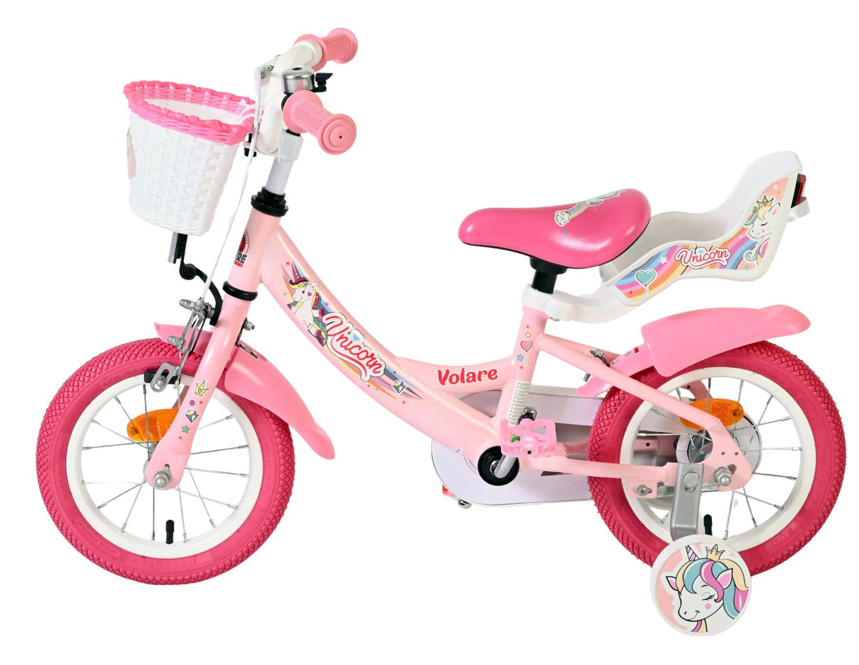 Volare Einhorn Kinderfahrrad - Mädchen - 12 Zoll - Rosa
