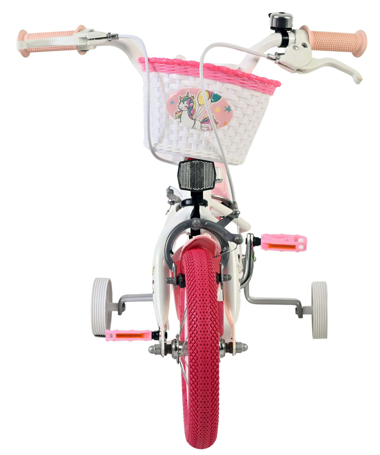 Volare Einhorn Kinderfahrrad – Mädchen – 12 Zoll – weiß – zwei Handbremsen