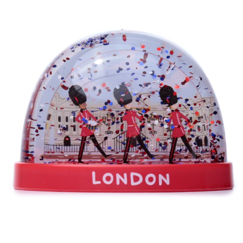 Londoner Souvenir-Schneekugel mit königlicher Garde auf Parade, mittelgroß, glitzernd