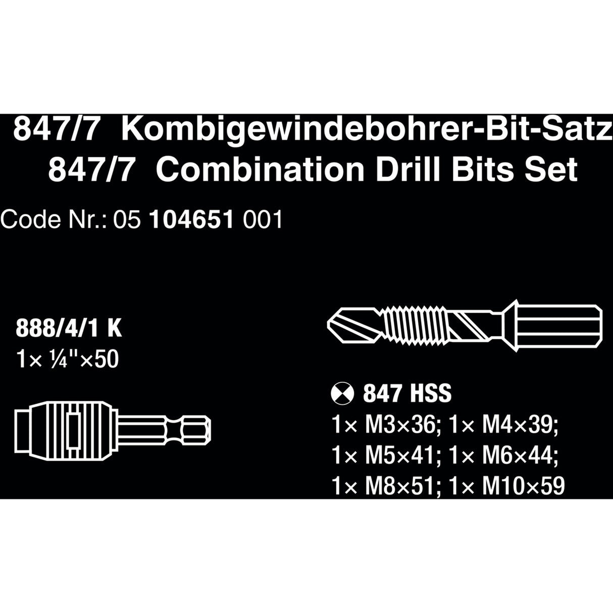 Wera 847 7 Combiboor-Bit-Set, 7-Peak