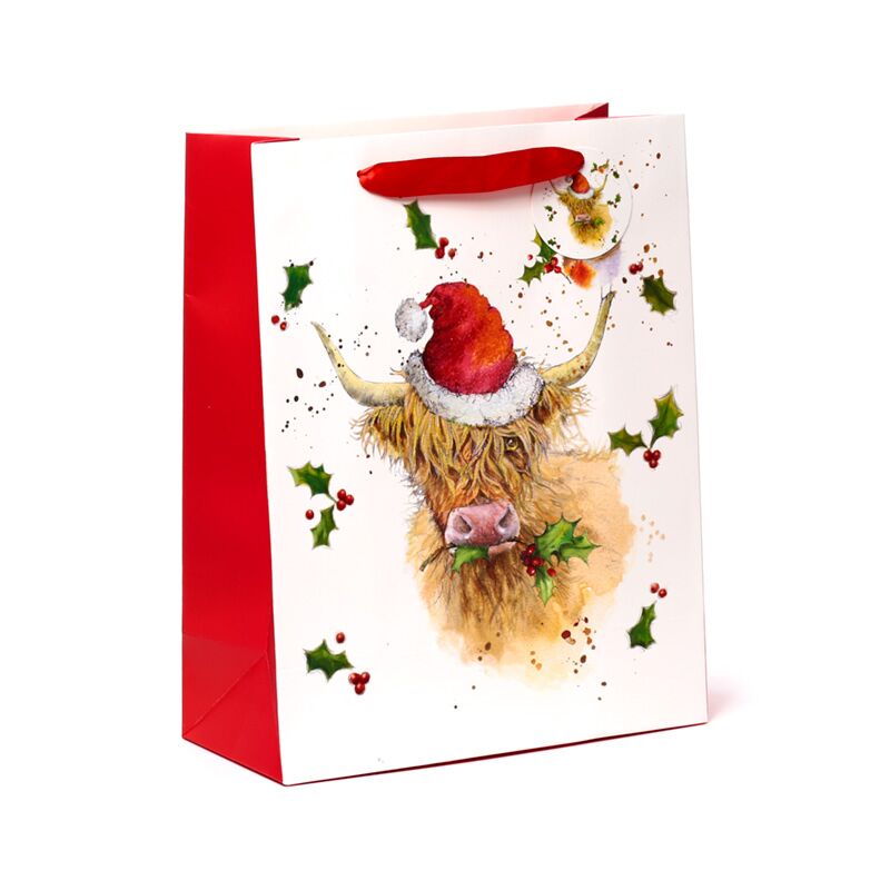 Jan Pashley Christmas Highland Coo Geschenktüte l