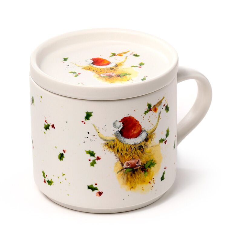 Weihnachten Jan Pashley Highland Cow Porzellanbecher-Untersetzer-Set