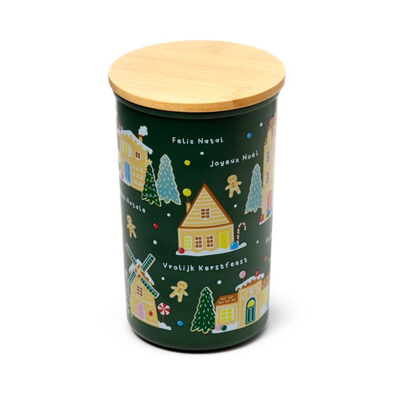 Weihnachts-Weihnachtsdorf-Bäcker-Street-Rpet-Bambus-Vorratsglas