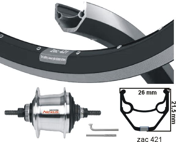 Kgs Hinterrad 28 Zoll (622) ZAC421 ZW ZIL Nexus 7 Centerlock Silber