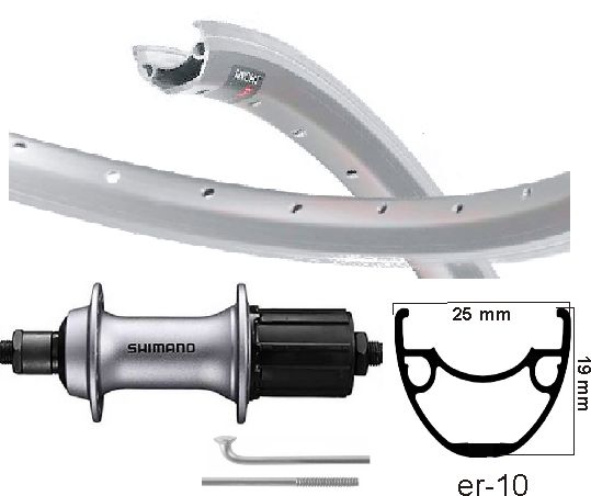 KGS Hinterrad 28 Zoll (622) Felge Mach-1 ER-10 Silber 8–10 Gänge Ausfallende