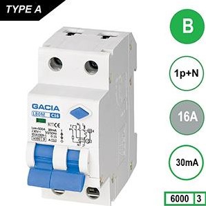 Enzo aardlekautomaat 16a b kar 30ma 2p gacia - 4517840