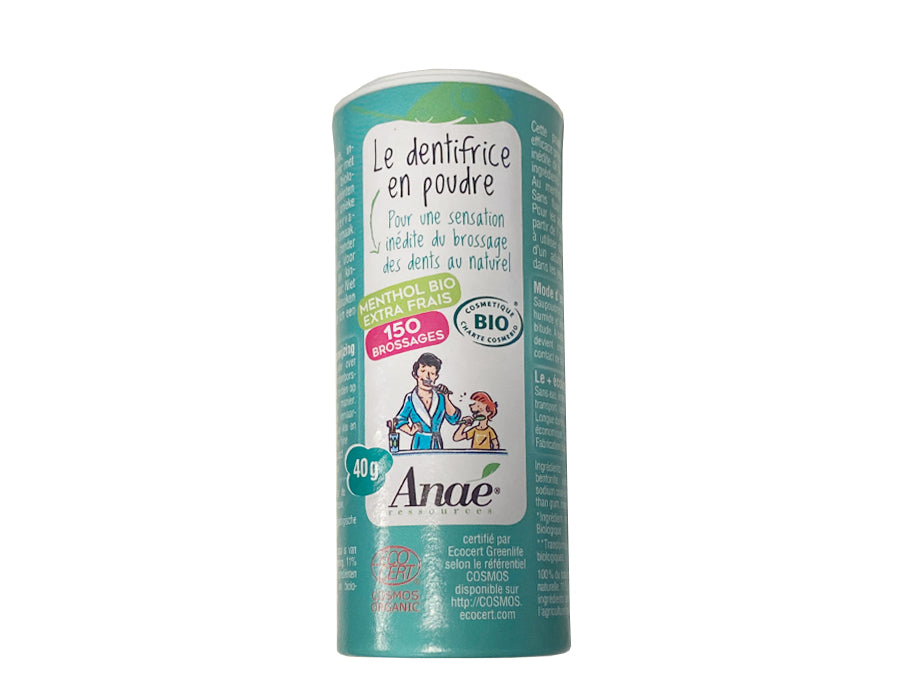 Anae Zahnbürstenpulver ohne Fluor - Menthol - 40g