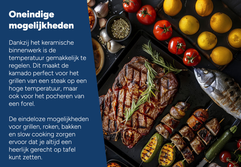 Arbaer Kamado groß Ø 21 Zoll mit Rahmen Keramikschwarz