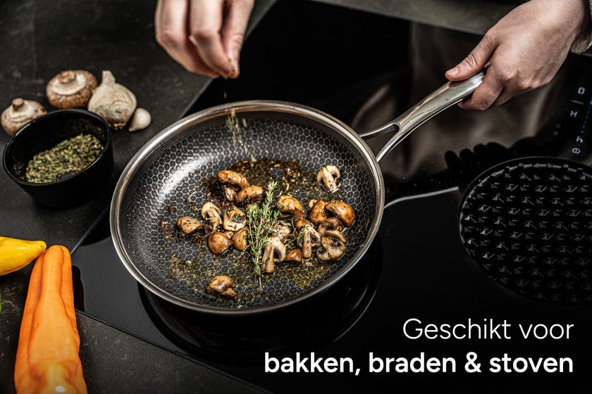 Arbaer Induktionsbratpfanne ø 24 cm mit Waben-Antihaftbeschichtung mit Deckel