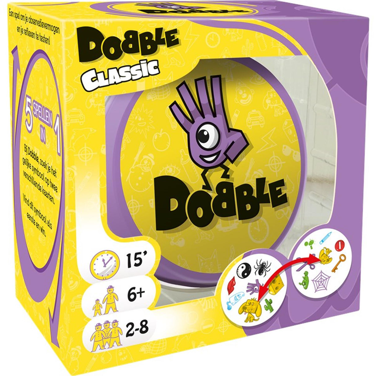 Zygomatic Brettspiel Studio Dobble Classic – Niederländisches Kartenspiel für 2 bis 8 Spieler – lustiges Familienspiel ab 6 Jahren – das blitzschnelle Suchspiel für die ganze Familie