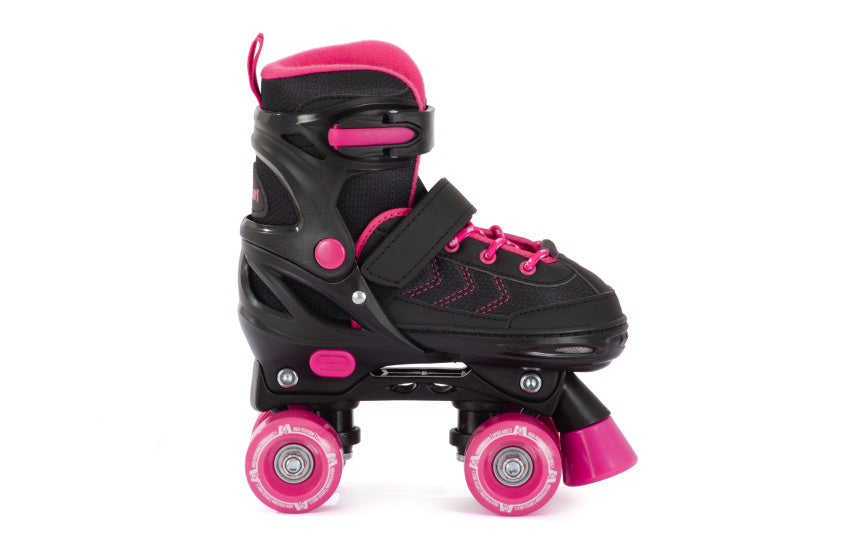 Aventuri verstellbare Rollschuhe halbweicher Stiefel schwarz rosa Größe 27-30 (xs)