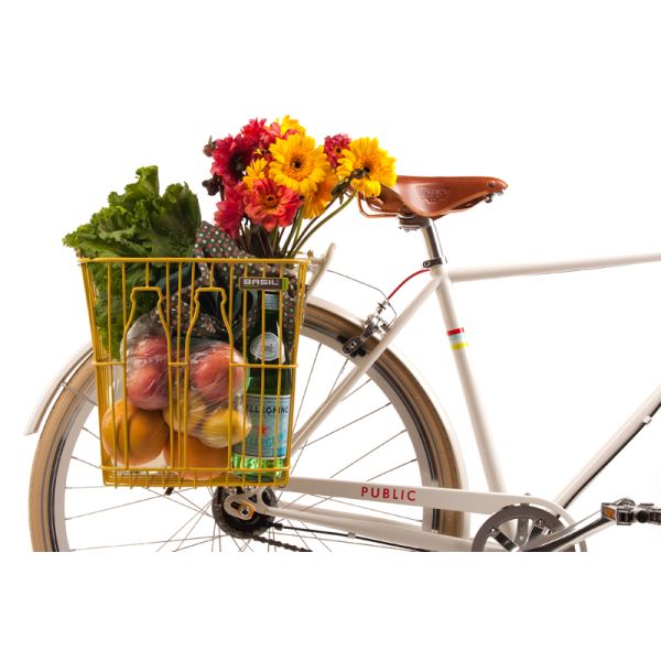 Basilikumflaschenkorb - Fahrradkorb - auf der Rückseite - Zwart