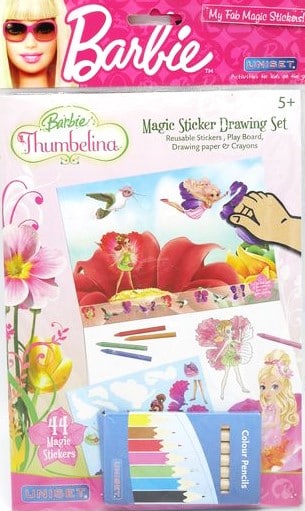 Van der Doelen Barbie Däumelinchen-Fensteraufkleber mit Farben und Malvorlagen