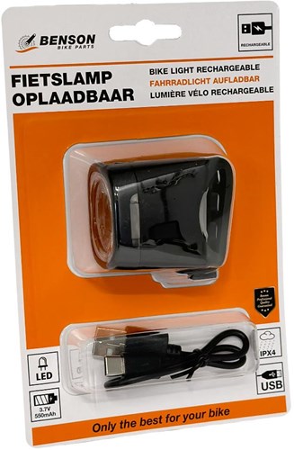 Enzo benson led fietslamp usb oplaadbaar wit - 5700341