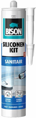 Bison Silikondichtstoff weiß Tube 300 ml – wasserbeständiger Dichtstoff, Sanitärabdichtung, unempfindlich gegen Schimmel, farbecht, dauerelastisch, leicht zu verarbeiten