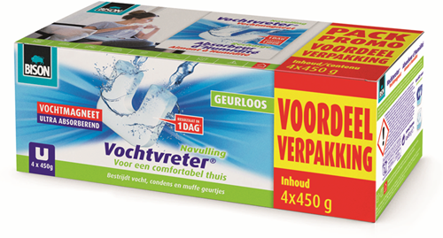 Bison Feuchtigkeitsabsorber Feuchtigkeitsmagnet Nachfüllung 4 Stück 450gr