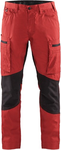 Blåkläder service werkbroek met stretch 14591845 | rood zwart | maat 56 - 7330509498132