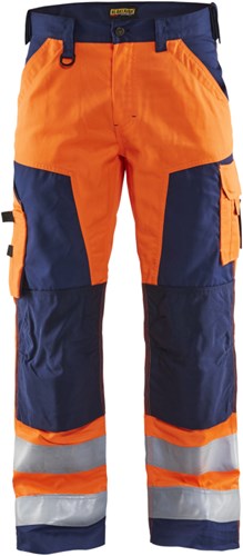 Blåkläder werkbroek high-vis zonder spijkerzakken 15661811 | high vis oranje marineblauw | maat 64 - 7330509413524