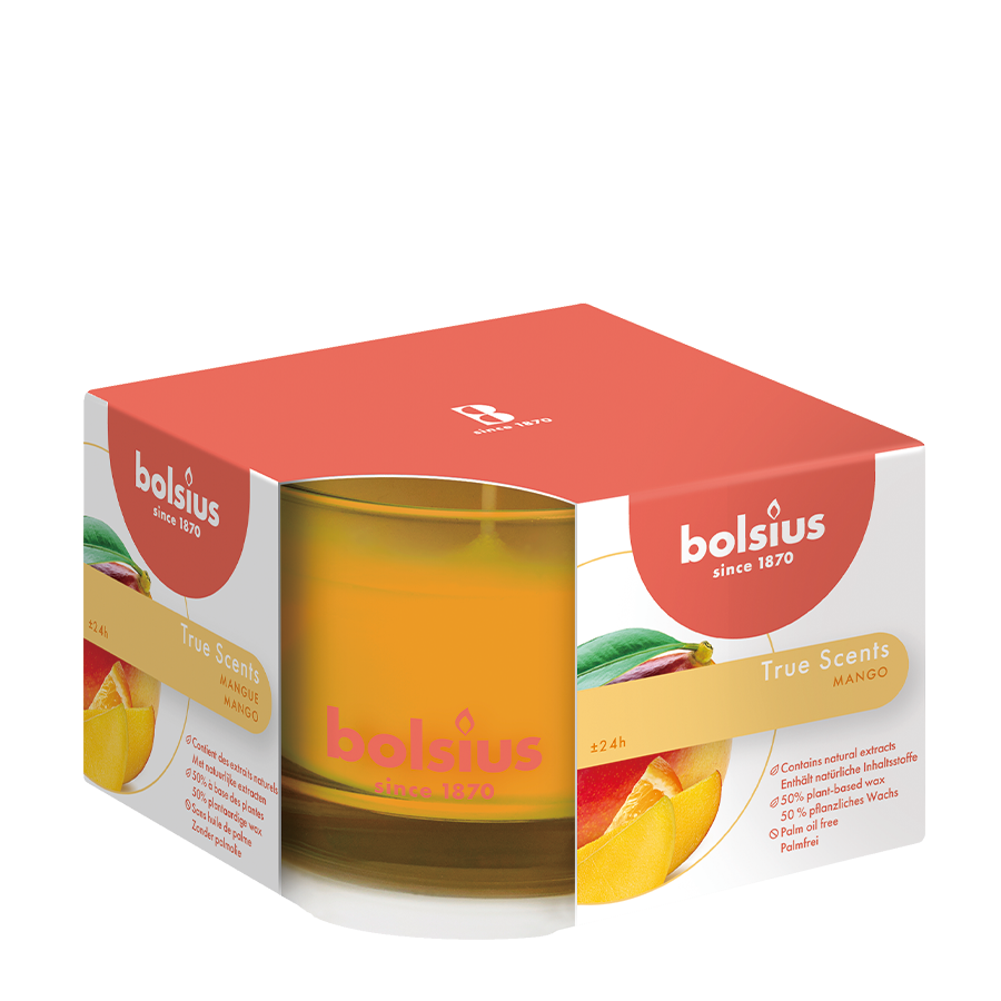 Bolsius Duftkerze im Glas, echte Düfte, Mango
