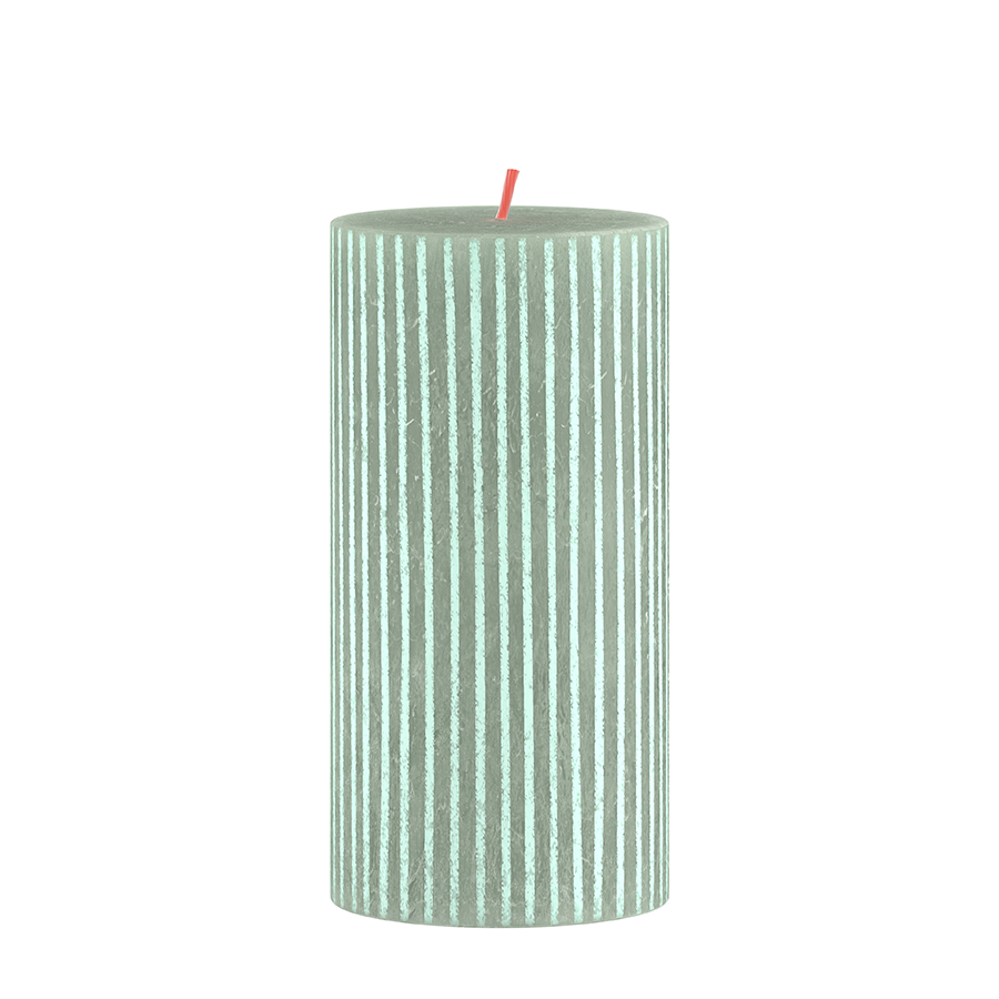 Bolsius Silhouette Stumpenkerze Jadegrün mit Aufdruck 13x6,8 cm