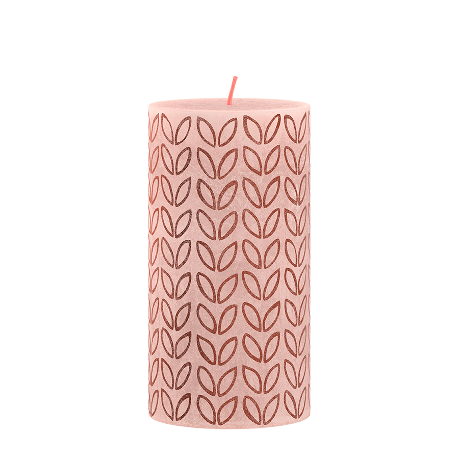 Bolsius Stumpenkerze Silhouette Misty Pink mit Aufdruck 130x68 mm