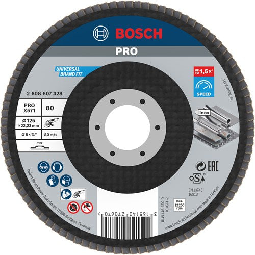 Bosch Zubehör 1 Fächerscheibe 125 x 571, am besten für Metall gerade, 80 - 2608607328