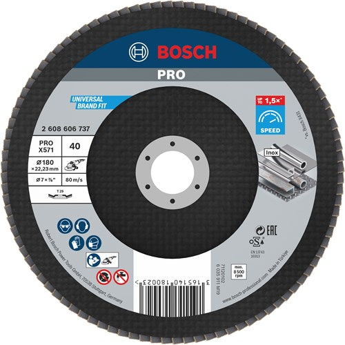 Bosch Zubehör 1 Fächerscheibe 180 x 571, am besten für Metall abgewinkelt, K40 - 2608606737