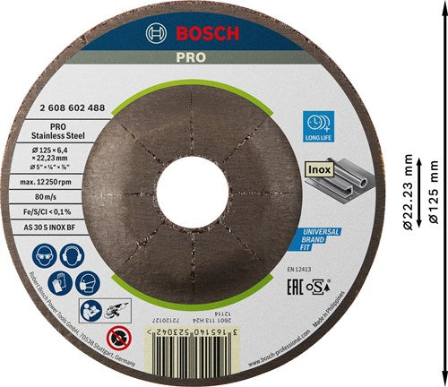 Bosch Zubehör Schleifscheibe | Edelstahl | 125mm | pro 1 | 2608602488 - 2608602488