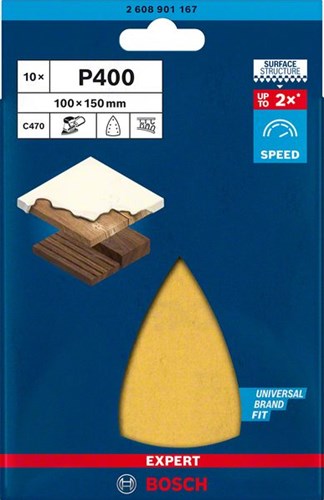 Bosch Zubehör Expert C470 Schleifpapier für Deltaschleifer 100 x 150 mm, K400 10-teilig – 1 Stück(e) – 2608901167
