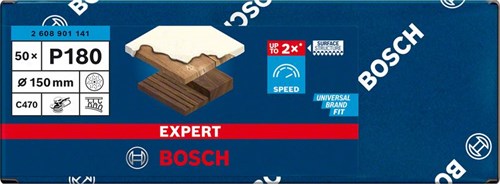 Bosch Zubehör Expert C470 Schleifpapier für Exzenterschleifer 150 mm, Mehrloch, K180 50-teilig – 1 Stück – 2608901141