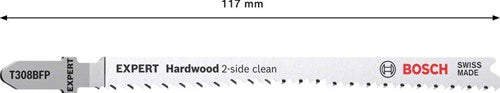 Bosch Accessoires Expert „Hardwood 2-Side Clean“ T 308 BFP Decoupeerzaagblad 3-delig – 1 Stück(e) – 2608900547