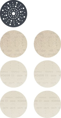 Bosch Zubehör Bosch Expert M480 – Schleifset für Exzenterschleifer – 150 mm – Bosch Partikelkontrolle – Edelstahl