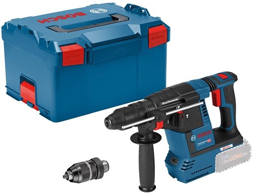 Bosch blauw bosch professional gbh 18v-26 f accu combihamer sds-plus 2,6j + snelwisselboorkop 18v basic body in l-boxx - 061191000j