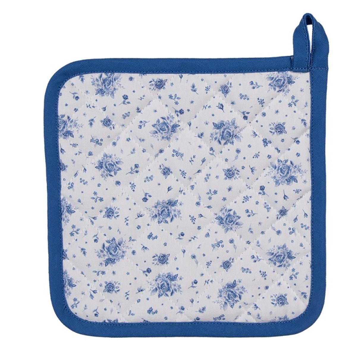 Clayre Eef Topflappen Rosen weiß blau 20x20cm Baumwolle