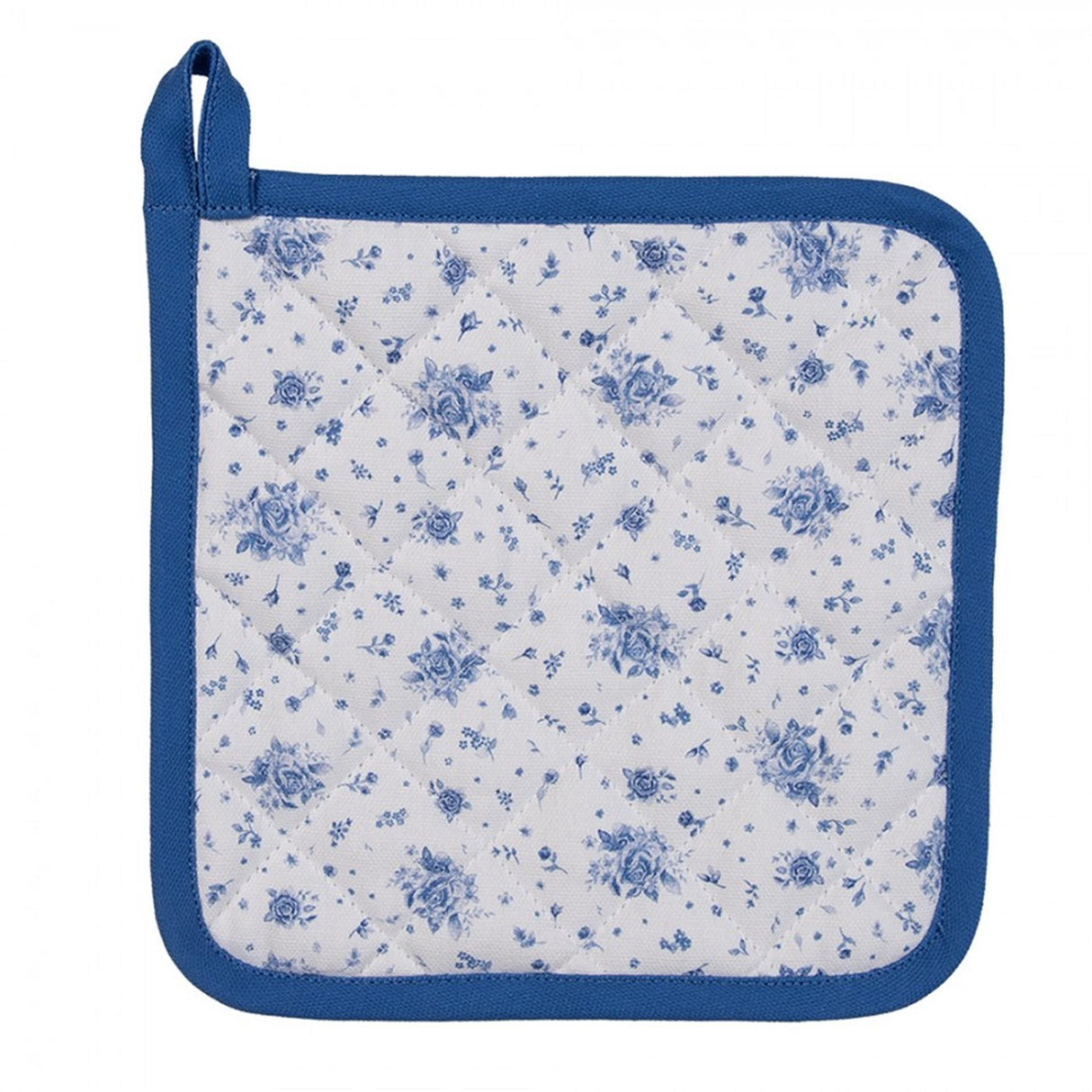 Clayre Eef Topflappen Rosen weiß blau 20x20cm Baumwolle