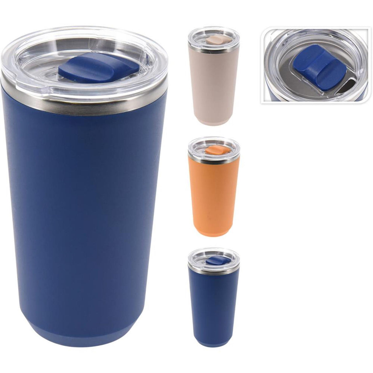 Trinkbecher Auto-Reisebecher Edelstahl 420ml 3-fach sortiert | 4 Stück