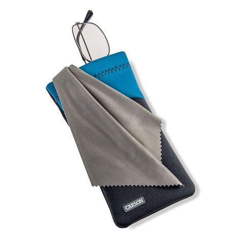 Carson Neopren-Brillenetui mit Mikrofasertuch – Graublau