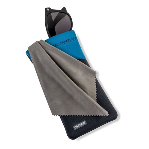 Carson Neopren-Brillenetui mit Mikrofasertuch – Graublau