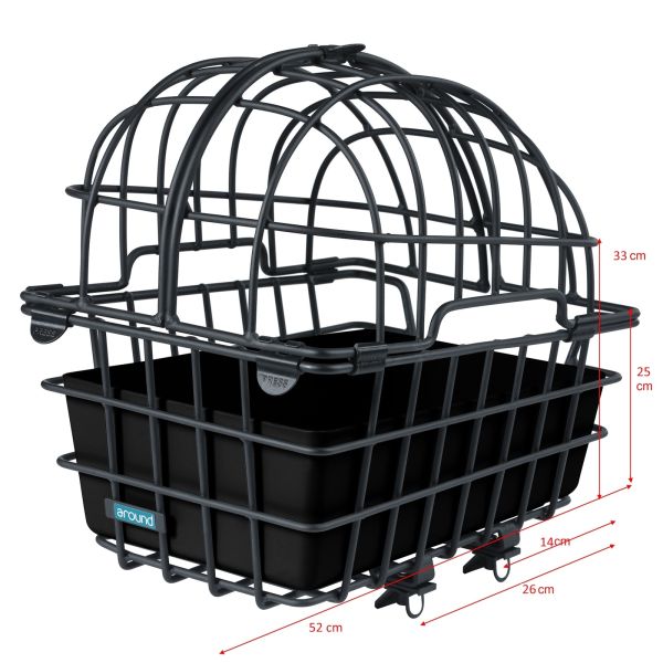 Rundtier-Fahrradkorb Luna XL inkl. Fixsystem - mattschwarz