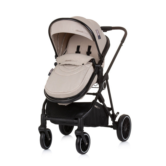 Chipolino Aura faltbar 3-in-1-Kinderwagen mit Windelbeutel Macadamia Beige Zwart