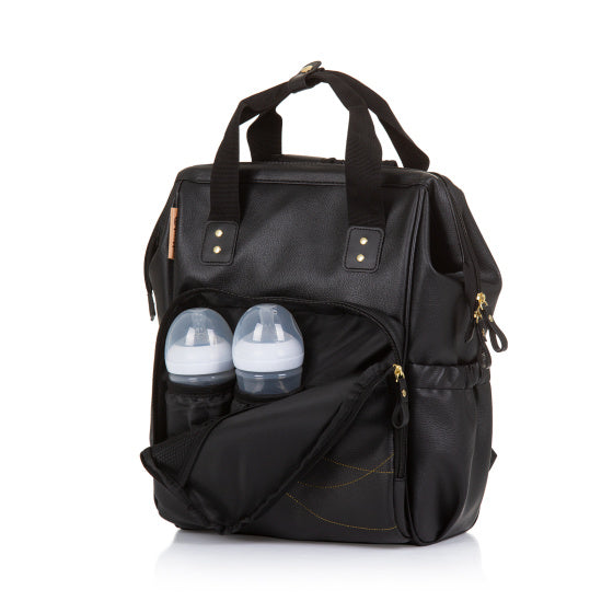 Chipolino Rucksack Wickeltasche mit Versionsmatte Leder schwarz